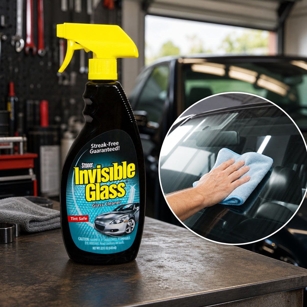 Glass Cleaner Streak - สเปรย์ทำความสะอาดกระจกคุณภาพพรีเมียม ไม่ทิ้งคราบ สำหรับกระจกรถยนต์ กระจกห้องน้ำ และประตูห้องอาบน้ำ ให้ความเงางาม