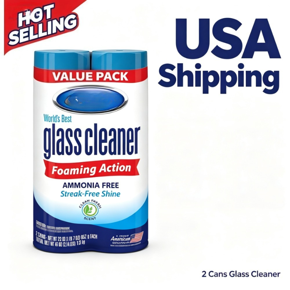 Glass Cleaner Streak - สเปรย์โฟมทำความสะอาดกระจก, 19 ออนซ์, แพ็คคู่, ปราศจากแอมโมเนีย, ให้ความเงางามไร้คราบ