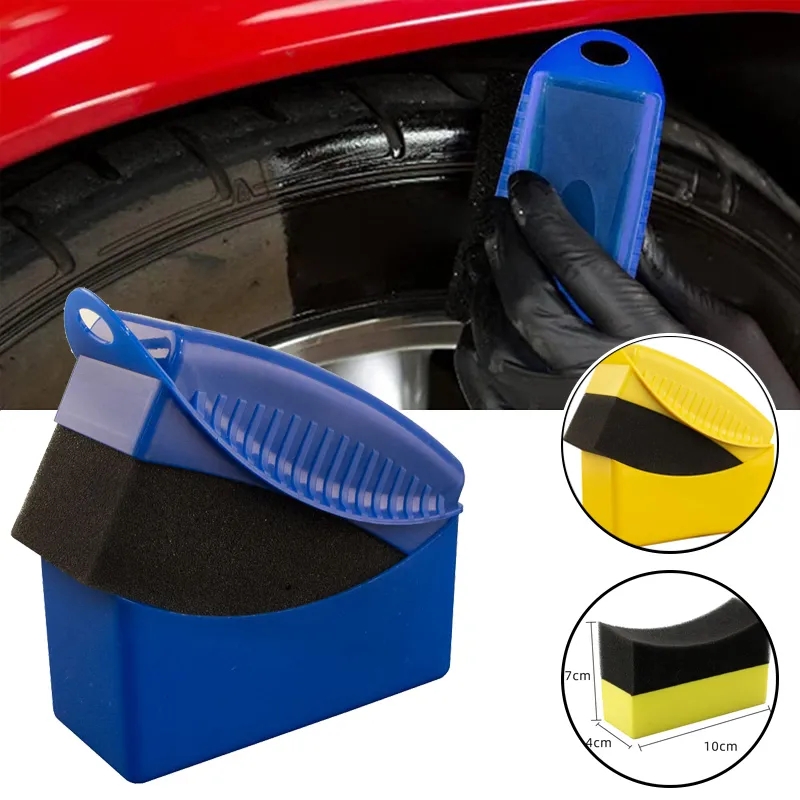 Wax Applicator Pad - แปรงฟองน้ำเคลือบแวกซ์ขัดล้อรถพร้อมฝาปิดแผ่นล้างทำความสะอาด ABS สำหรับแต่งคอนทัวร์อุปกรณ์เสริมรายละเอียด